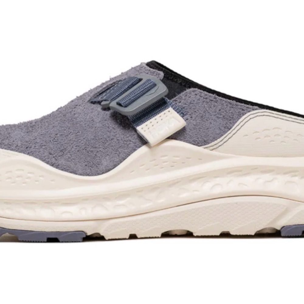 Hoka Gray and Cream Mules